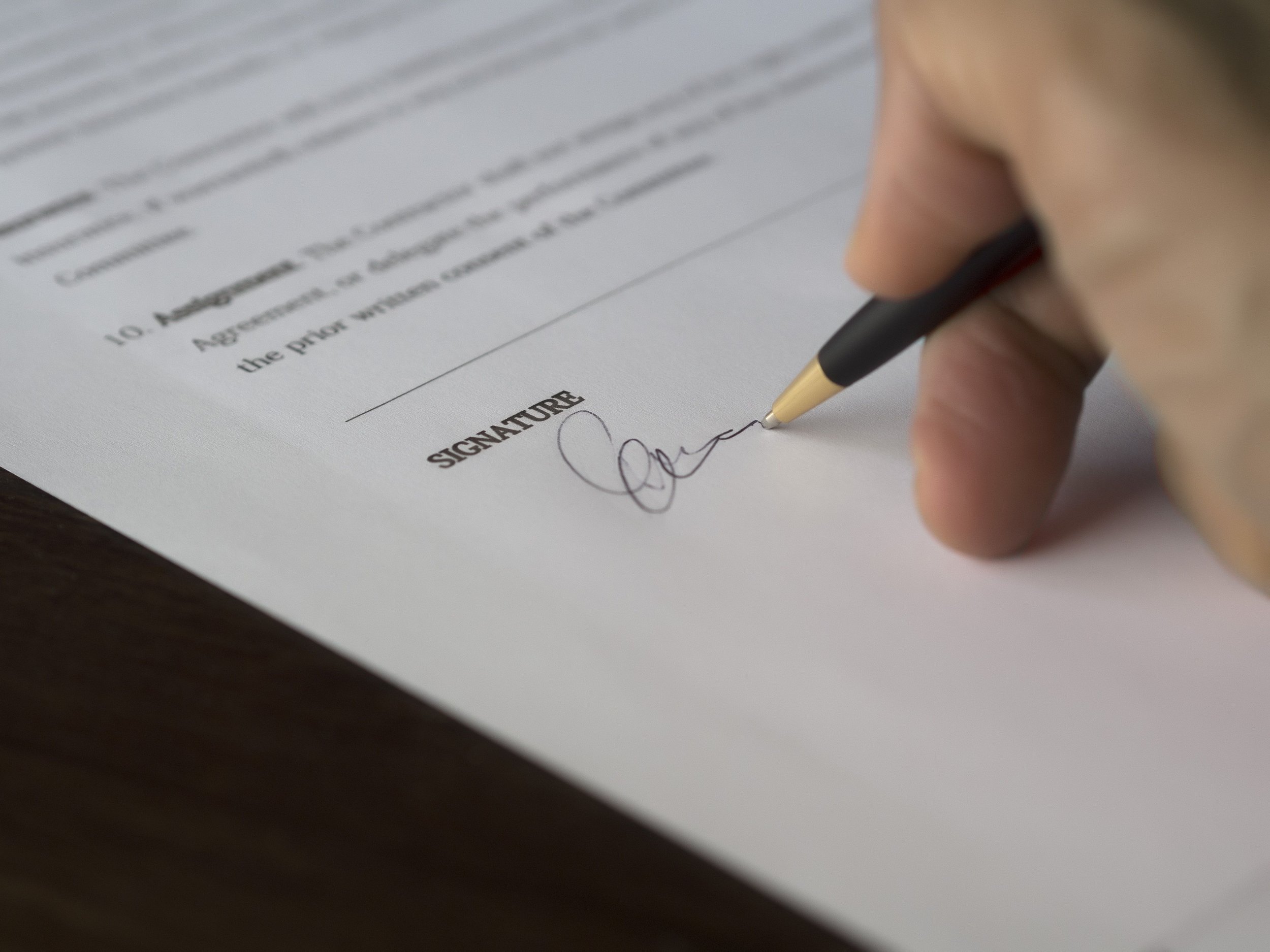 Signing a business agreement